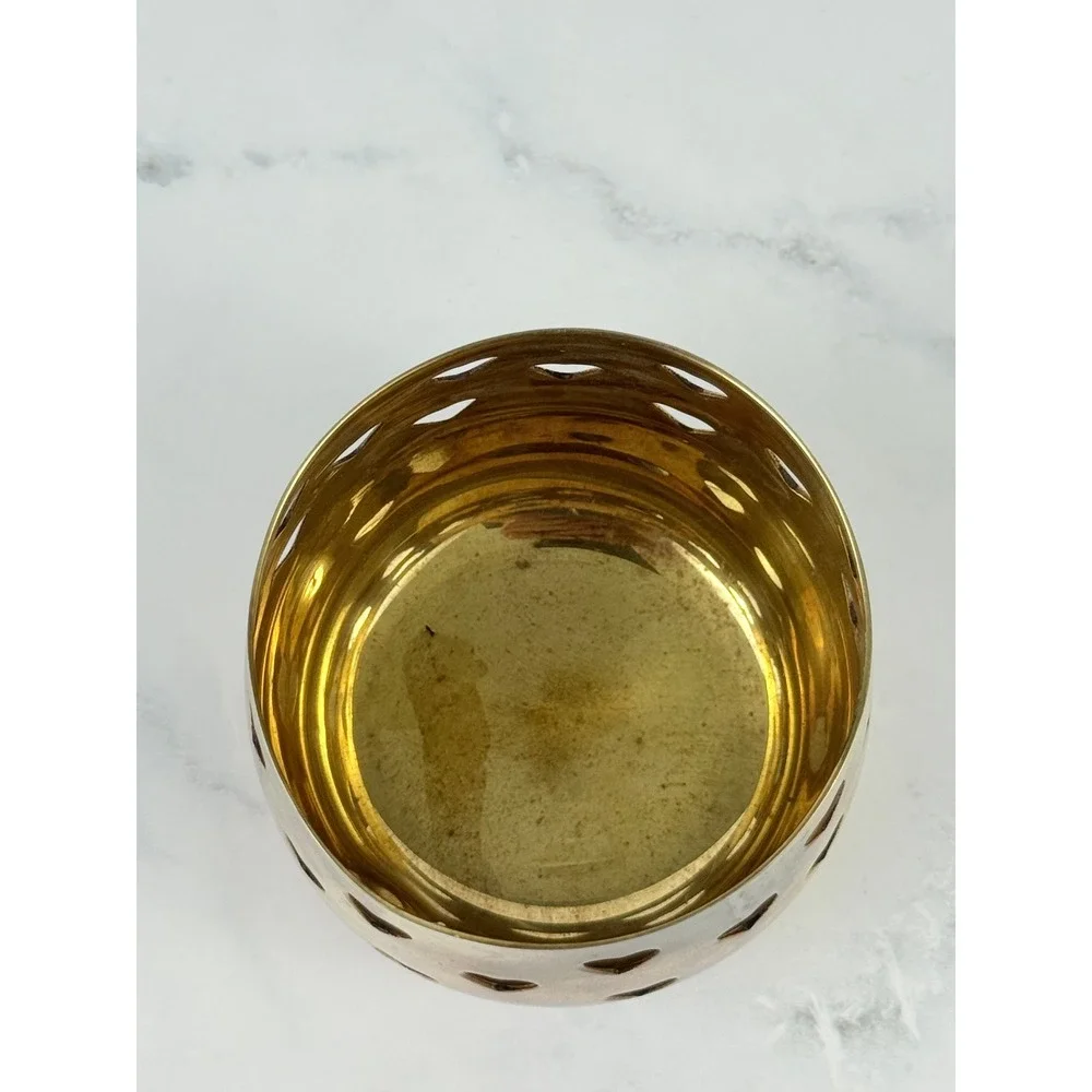 VTG Hosley Solid Brass Heart Cutout Votive Candle Holder Tea Light 2 1/2